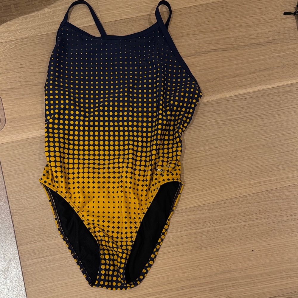 Stylish Yellow and Black One-Piece Swimsuit